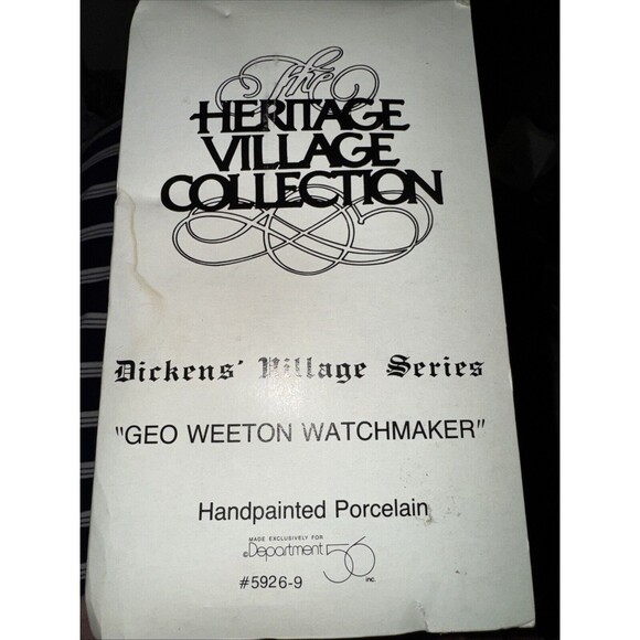Vintage 1988 The Heritage Village Collection Dept 56 "Geo Weeton Watchmaker" . - Picture 3 of 10